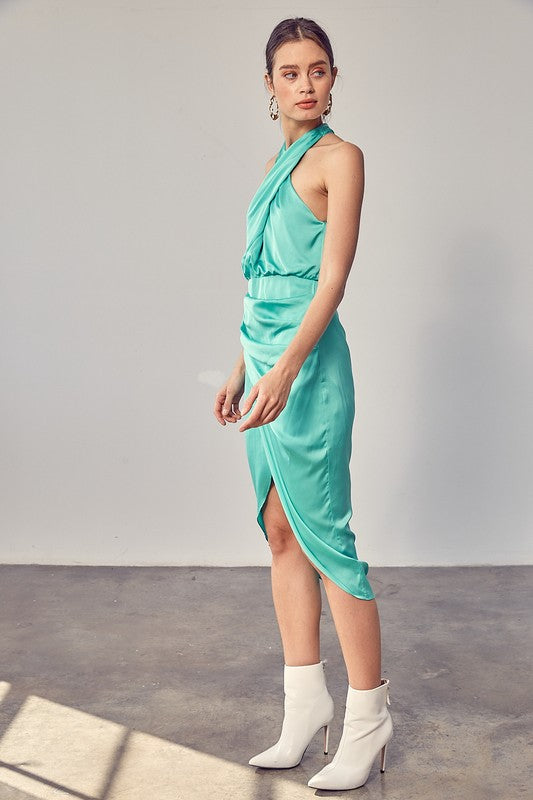 WRAP CROSS NECK DRESS - Nueva Moda Boutique By Giselly