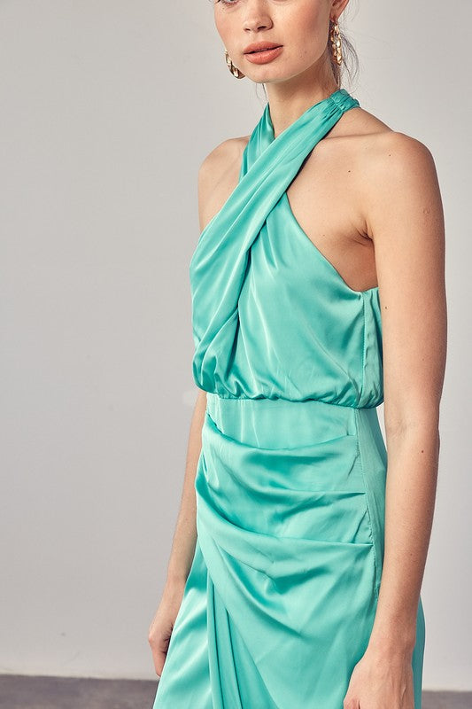 WRAP CROSS NECK DRESS - Nueva Moda Boutique By Giselly