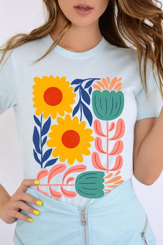 Boho Abstract Floral Graphic T Shirts