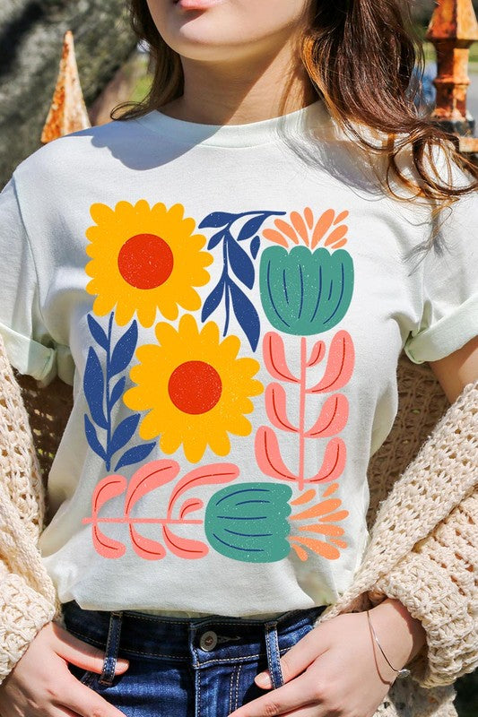 Boho Abstract Floral Graphic T Shirts
