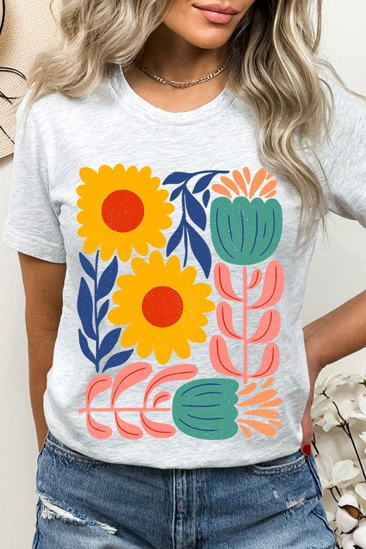 Boho Abstract Floral Graphic T Shirts