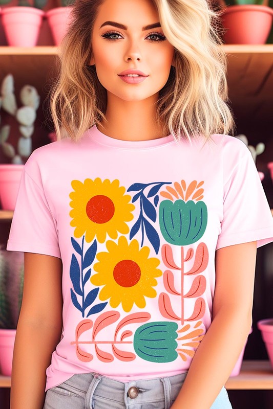 Boho Abstract Floral Graphic T Shirts