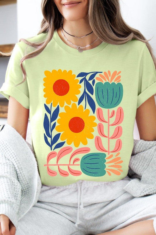 Boho Abstract Floral Graphic T Shirts