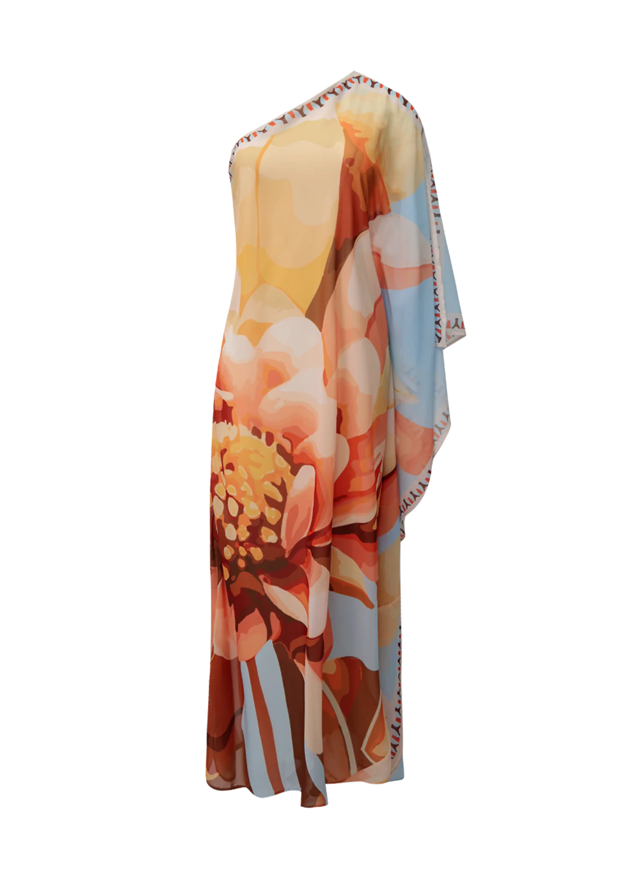 Vestido Maxi Floral One-Shoulder