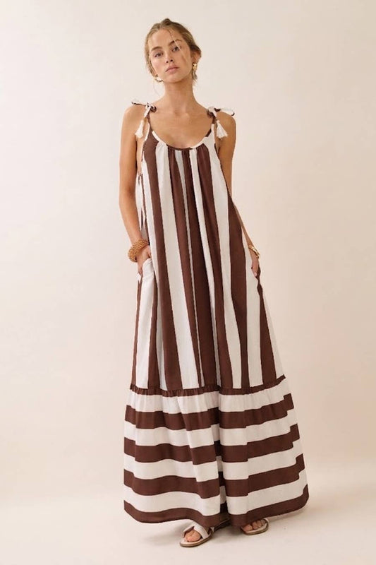 Vertical Stripe Midi Dress