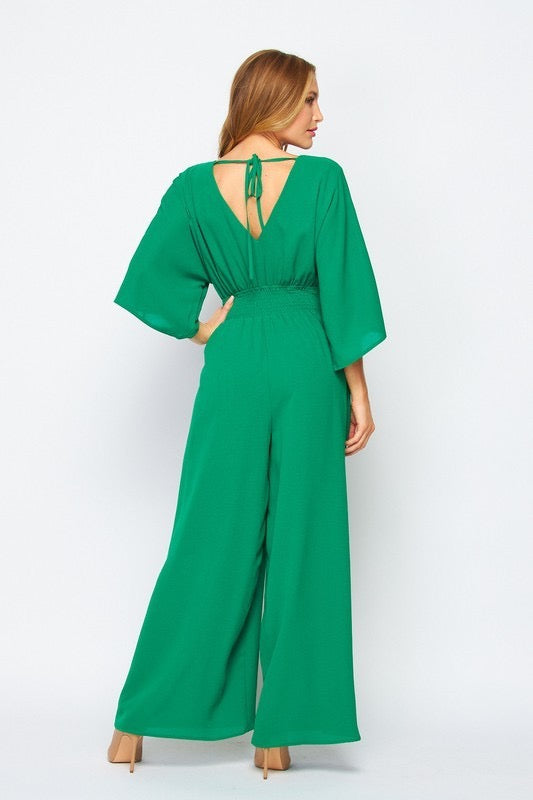 V- Neck Jumpsuit With Pocket