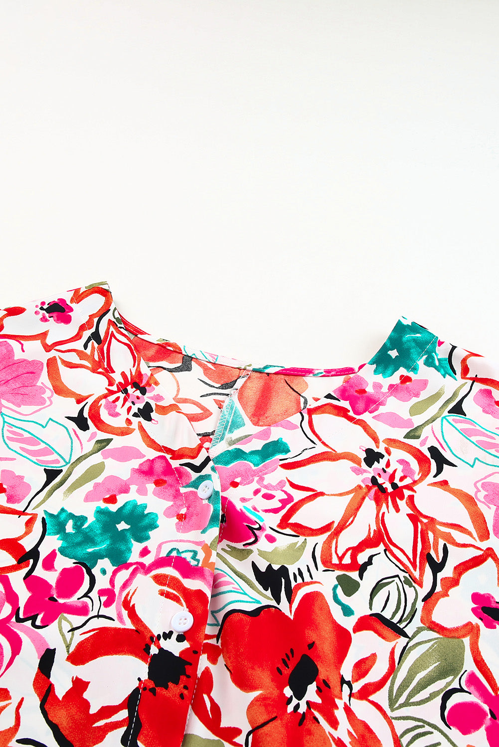 Rose Plus Size Floral Print Boho Kimono Sleeve Shirt - Nueva Moda Boutique By Giselly
