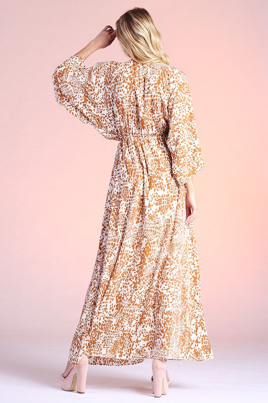 Siena Texture Print Kimono Maxi - Nueva Moda Boutique By Giselly