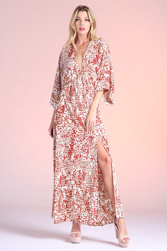 Siena Texture Print Kimono Maxi - Nueva Moda Boutique By Giselly