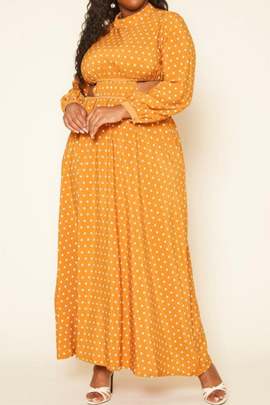 Plus Size Polka Dot Flare Maxi Dress - Nueva Moda Boutique By Giselly