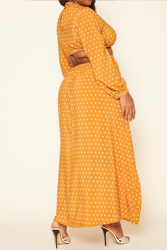 Plus Size Polka Dot Flare Maxi Dress - Nueva Moda Boutique By Giselly
