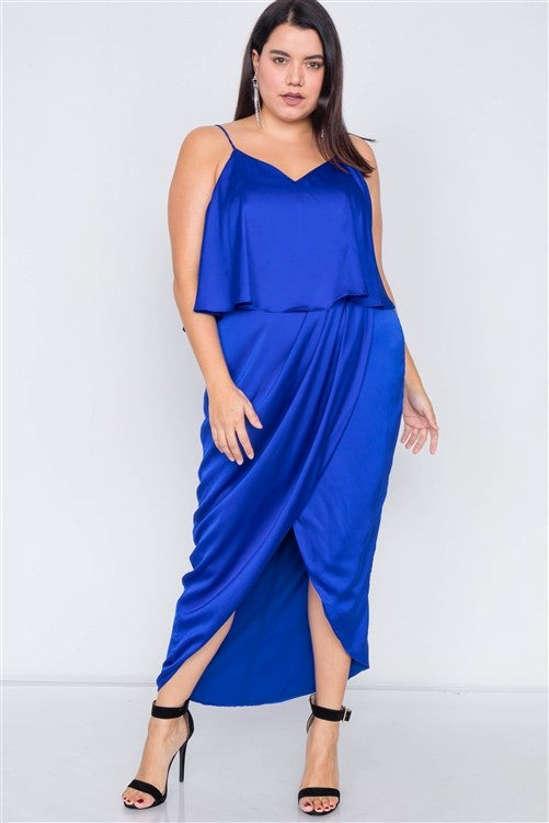 Satin Flounce Bandage Maxi Dress - Nueva Moda Boutique By Giselly