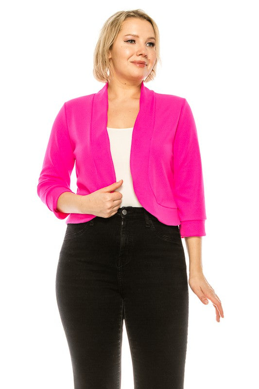 Plus size, solid, waist length blazer cardigan - Nueva Moda Boutique By Giselly