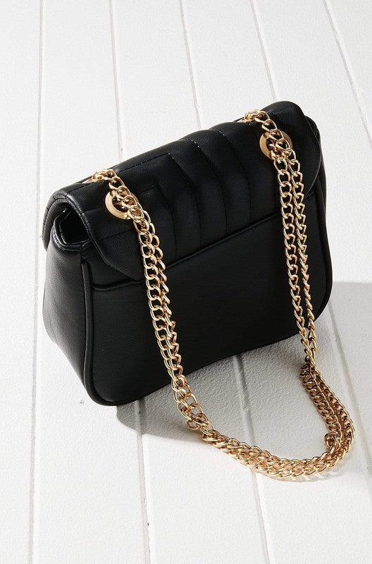 Vegan Leather Quilted Flap Bag - Nueva Moda Boutique By Giselly