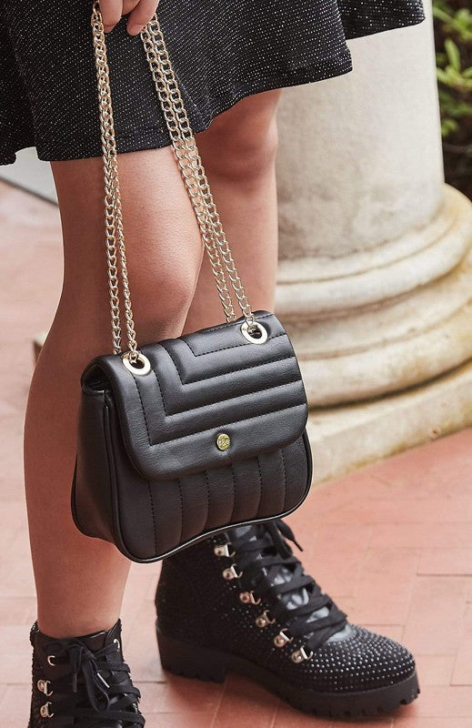 Vegan Leather Quilted Flap Bag - Nueva Moda Boutique By Giselly