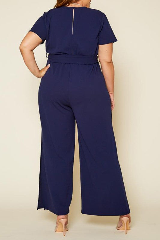 Plus Size Side Slit Jumpsuit - Nueva Moda Boutique By Giselly