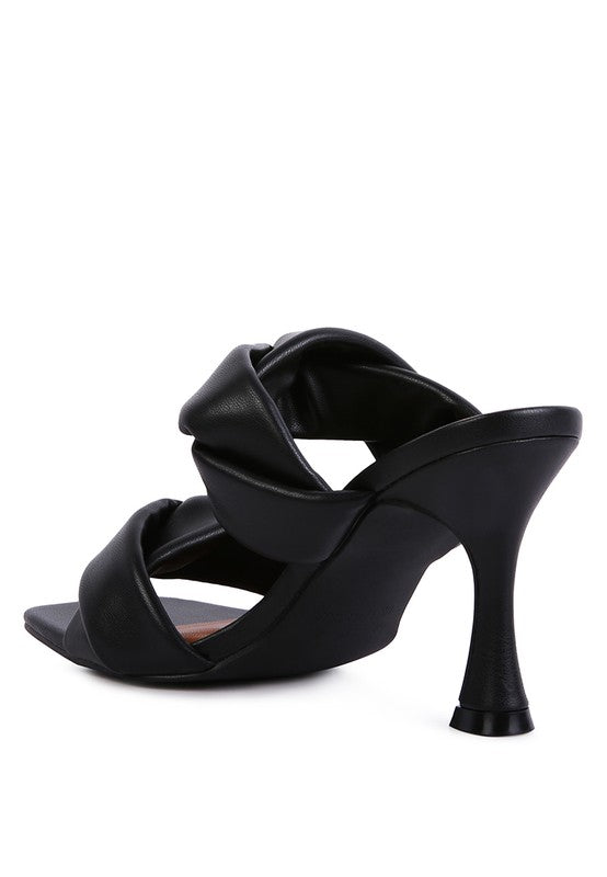 GLAM GIRL TWISTED STRAP SPOOL HEELED SANDALS - Nueva Moda Boutique By Giselly