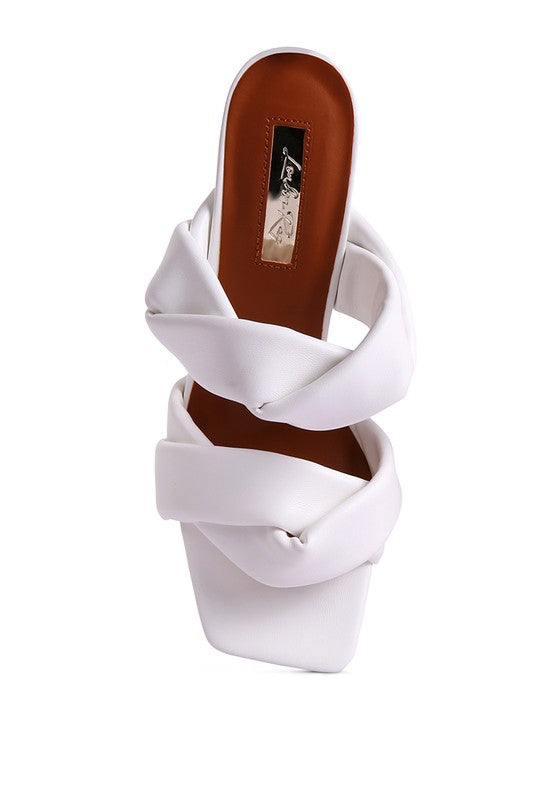GLAM GIRL TWISTED STRAP SPOOL HEELED SANDALS - Nueva Moda Boutique By Giselly