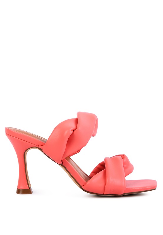 GLAM GIRL TWISTED STRAP SPOOL HEELED SANDALS - Nueva Moda Boutique By Giselly