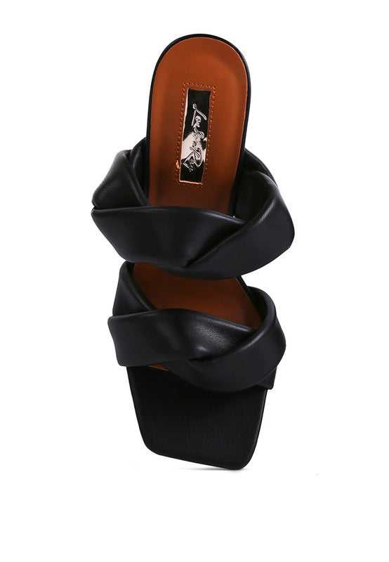 GLAM GIRL TWISTED STRAP SPOOL HEELED SANDALS - Nueva Moda Boutique By Giselly