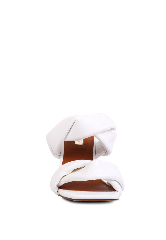 GLAM GIRL TWISTED STRAP SPOOL HEELED SANDALS - Nueva Moda Boutique By Giselly