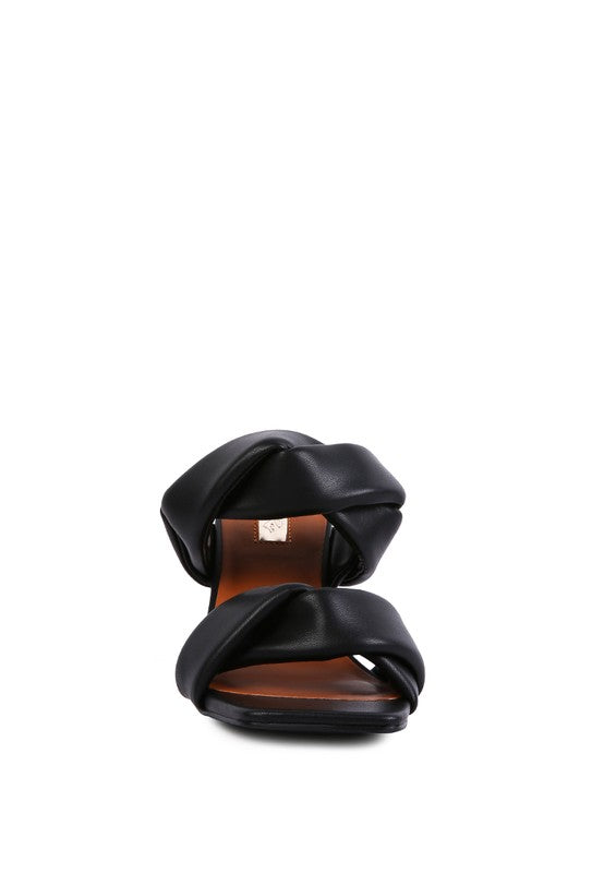 GLAM GIRL TWISTED STRAP SPOOL HEELED SANDALS - Nueva Moda Boutique By Giselly