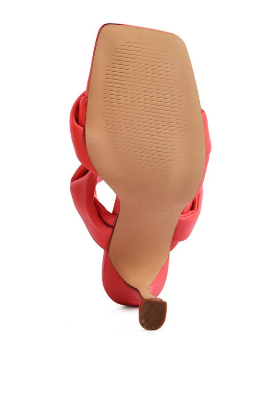 GLAM GIRL TWISTED STRAP SPOOL HEELED SANDALS - Nueva Moda Boutique By Giselly
