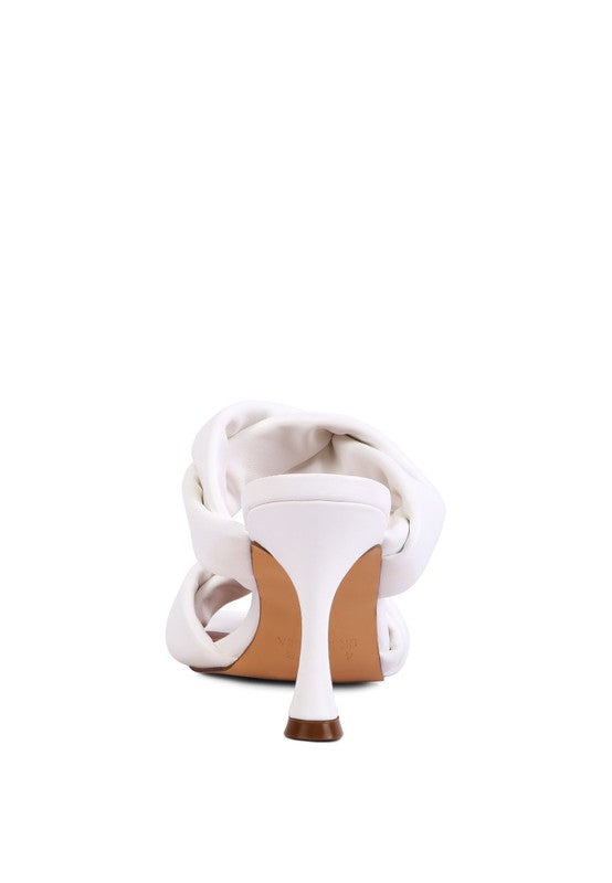 GLAM GIRL TWISTED STRAP SPOOL HEELED SANDALS - Nueva Moda Boutique By Giselly