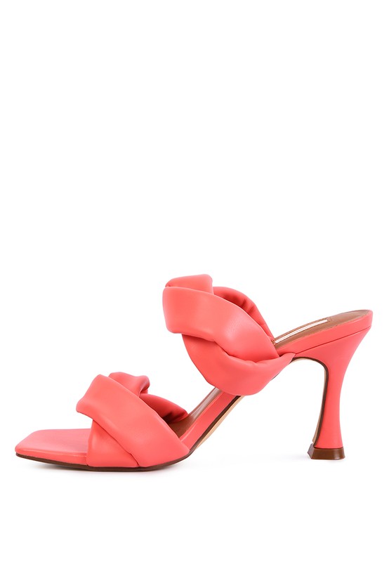 GLAM GIRL TWISTED STRAP SPOOL HEELED SANDALS - Nueva Moda Boutique By Giselly