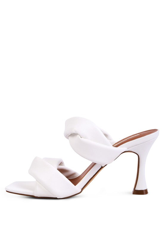 GLAM GIRL TWISTED STRAP SPOOL HEELED SANDALS - Nueva Moda Boutique By Giselly