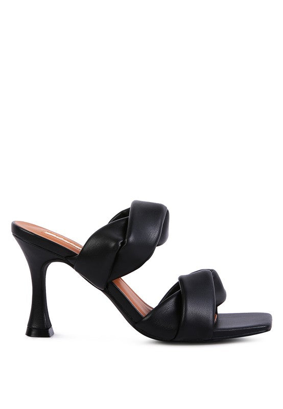 GLAM GIRL TWISTED STRAP SPOOL HEELED SANDALS - Nueva Moda Boutique By Giselly