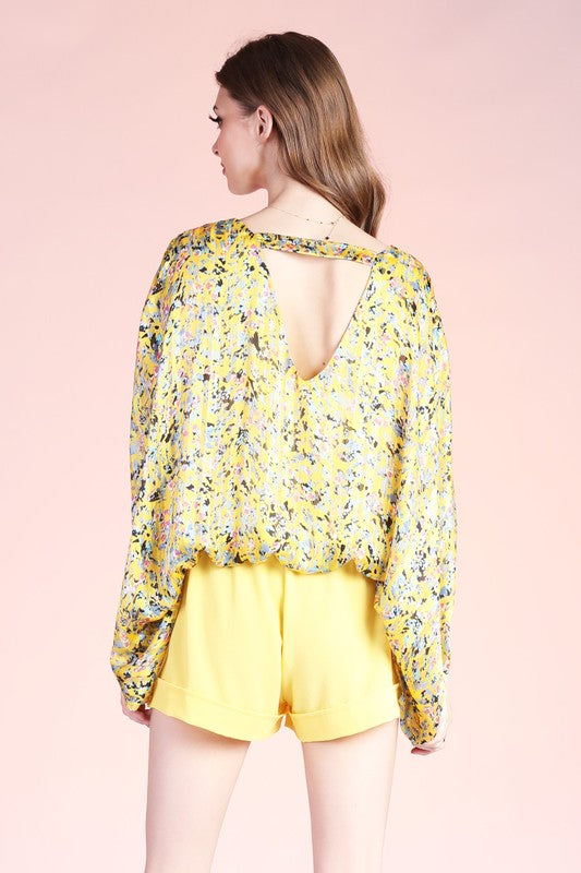 Ditsy Pixel Caftan Top with Back Band - Nueva Moda Boutique By Giselly
