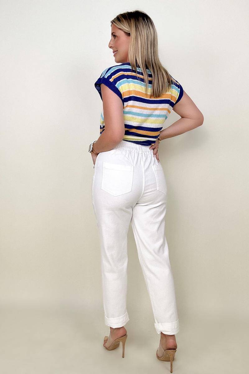SKIES ARE BLUE Washed Utility Denim Pants - Nueva Moda Boutique By Giselly