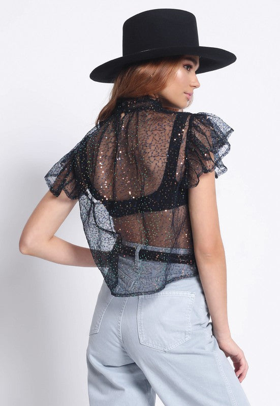 SHEER SEQUIN TOP - Nueva Moda Boutique By Giselly