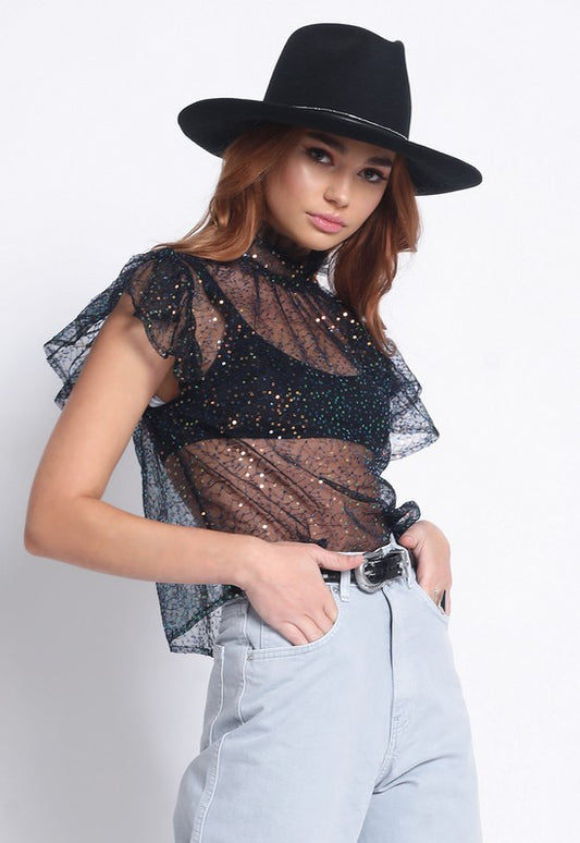 SHEER SEQUIN TOP - Nueva Moda Boutique By Giselly