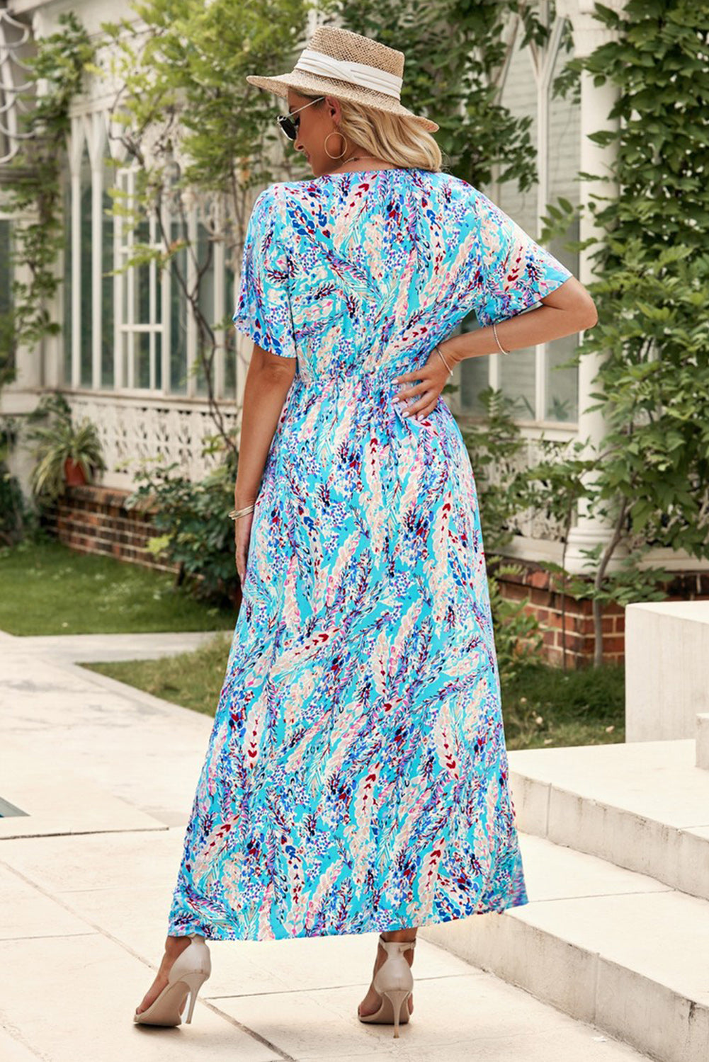 Multicolored V-Neck Maxi Dress - Nueva Moda Boutique By Giselly