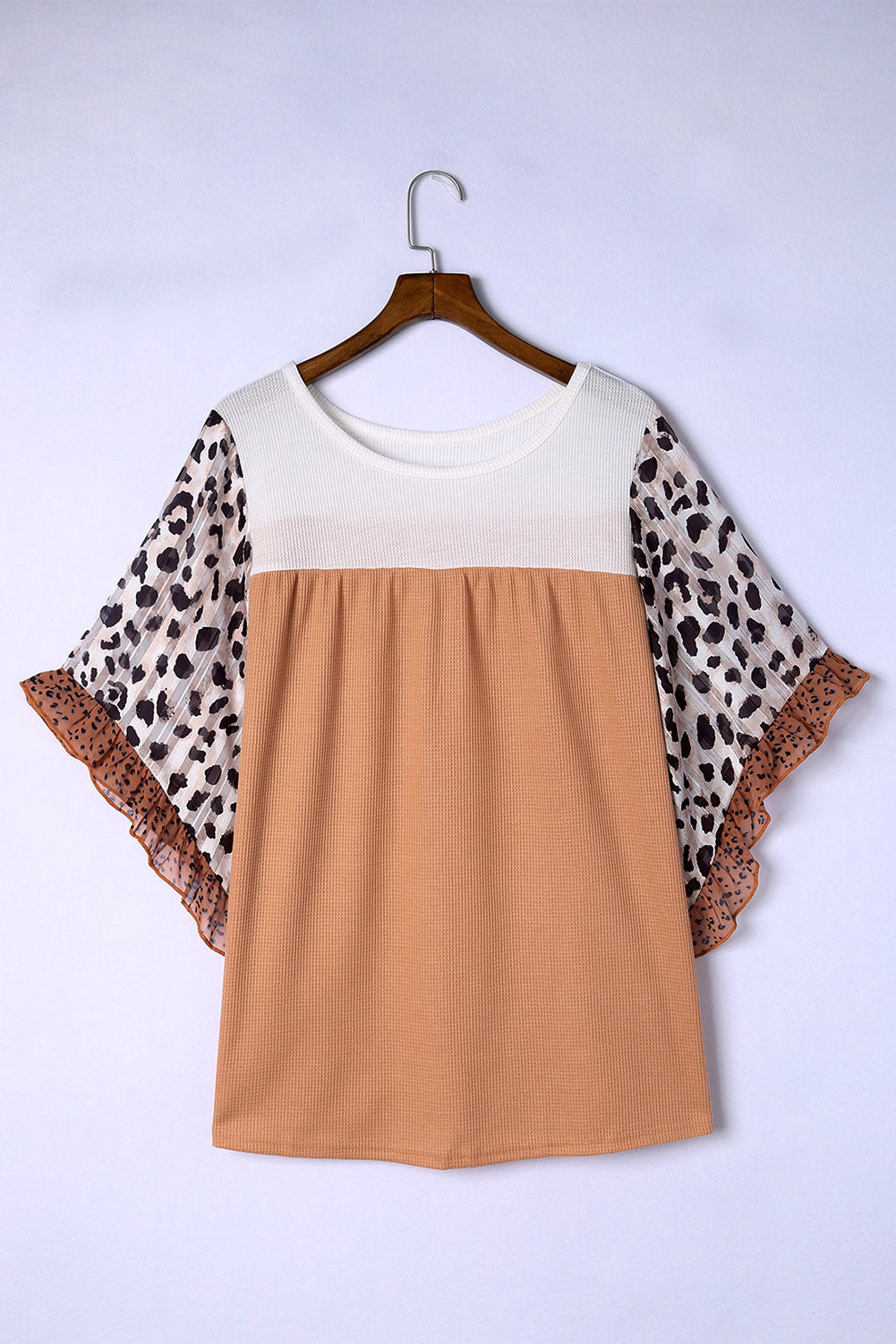 Plus Size Printed Color Block Ruffled Blouse - Nueva Moda Boutique By Giselly