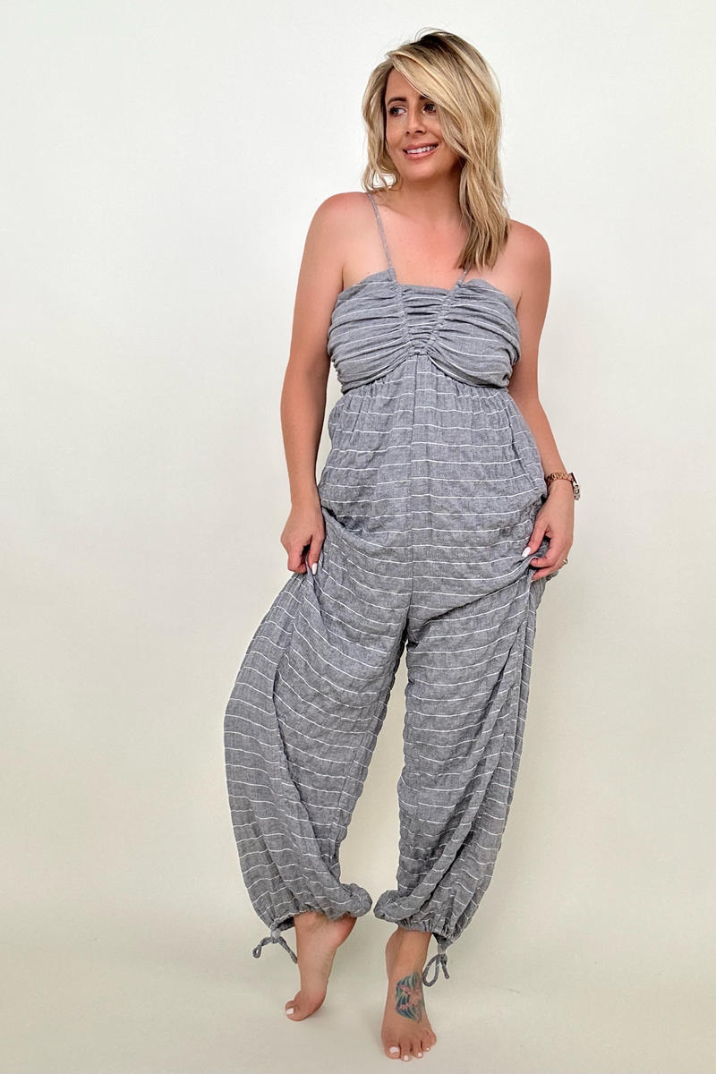White Birch Sleeveless Halter Tie Back Woven Jumpsuit - Nueva Moda Boutique By Giselly
