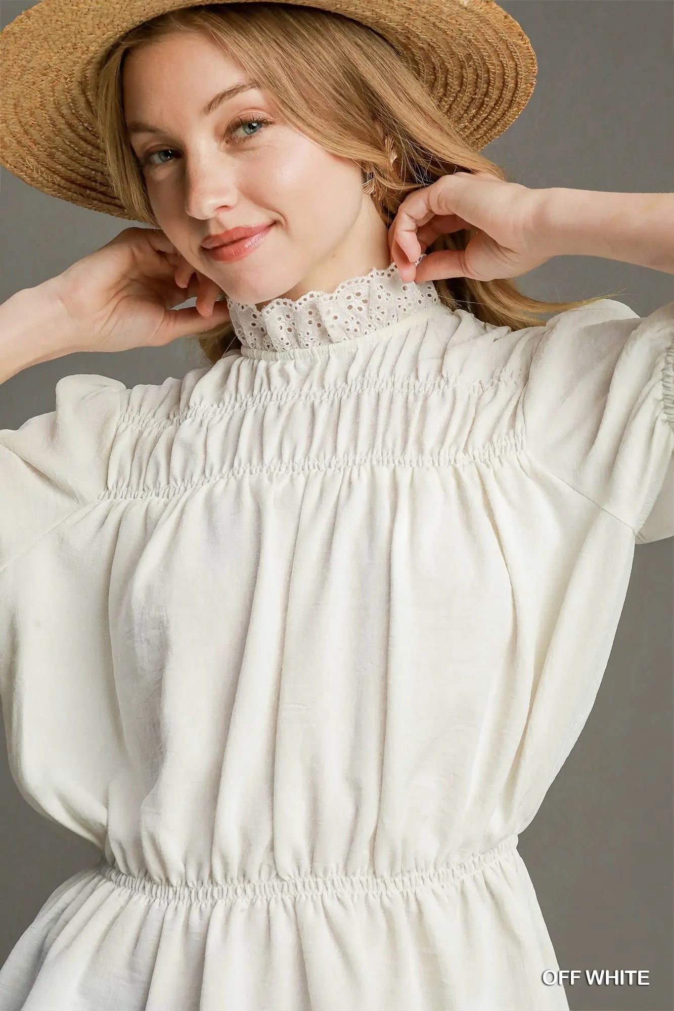 Smocked Ruffle Peplum Blouse