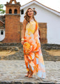 Vestido Maxi Floral One-Shoulder