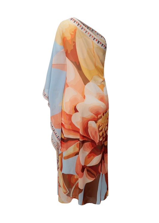 Vestido Maxi Floral One-Shoulder