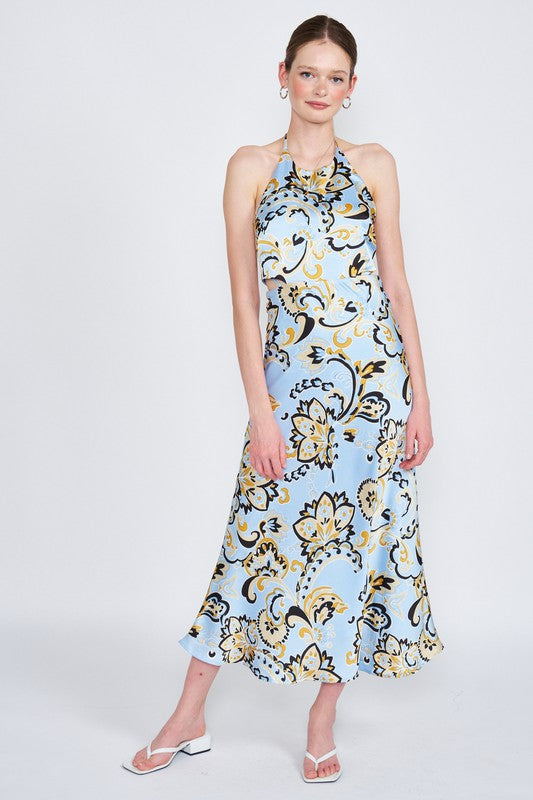 PRINTED HALTER NECK MAXI DRESS -  Nueva Moda Boutique By Giselly 