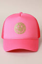 Gold Happy Face Foam Trucker Hat -  Nueva Moda Boutique By Giselly 
