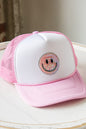 SUMMER SMILEY FACE PATCH TWO TONE TRUCKER HAT -  Nueva Moda Boutique By Giselly 