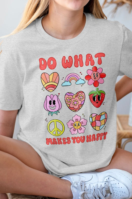 Do What Make You Happy Retro Graphic Tee -  Nueva Moda Boutique By Giselly 