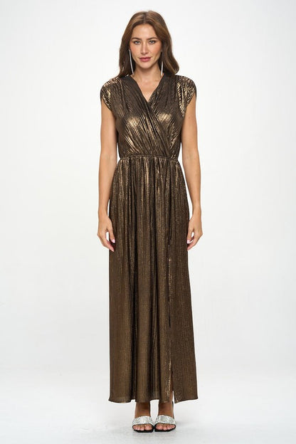 Made in USA Sleeveless Metallic Maxi Dress