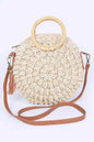 Wooden Handle Crochet Straw Circle Bag