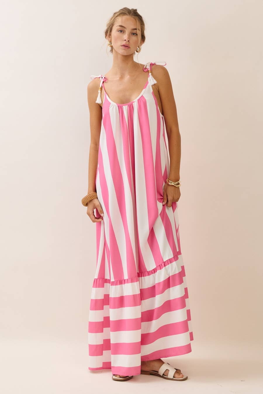 Vertical Stripe Midi Dress