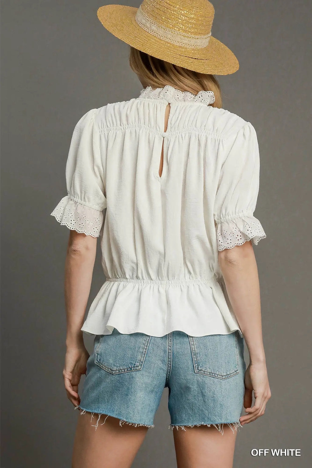 Smocked Ruffle Peplum Blouse