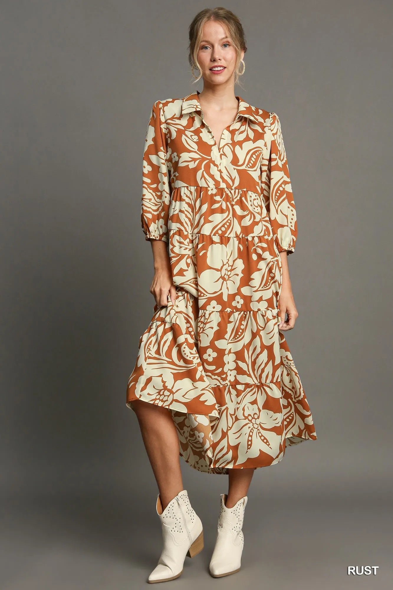 cecilia midi dress Cecilia Floral Midi Dress in Ivory